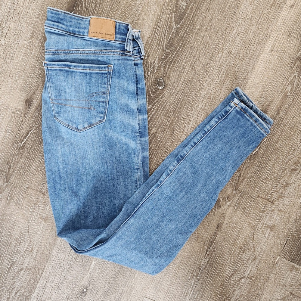 American Eagle Next Level Stretch Jeggings Medium Wash Skinny Jeans Womens 4